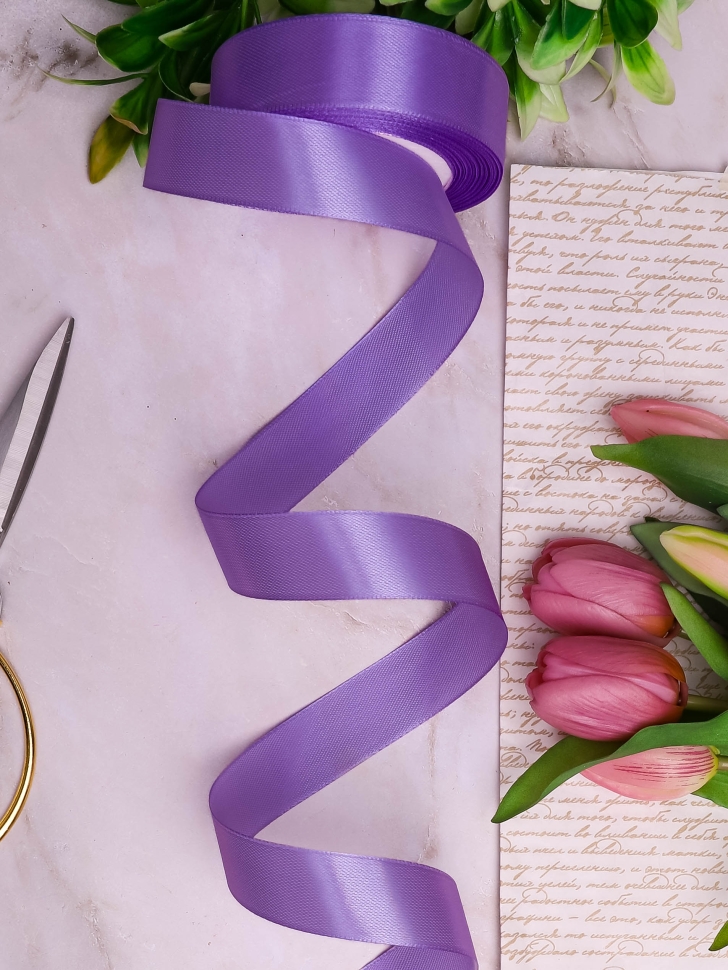Лента атласная 24мм х 25ярд лиловый
