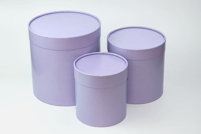 Коробка цилиндр набор из 3шт. 20х22см лавандовый Коробка цилиндр набор из 3шт. 20х22см лавандовый