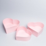 Коробка Сердце набор из 3шт 28x25,2x11см с прозрачной крышкой, розовая