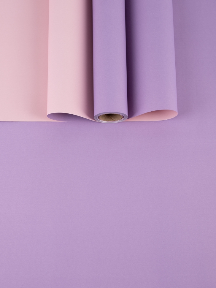 Пленка матовая  60мкм 58см х 10м Двухсторонняя сиреневый/ розовый светлый К