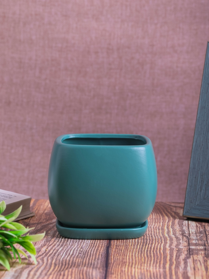 Кашпо керамика 13,6х13,6х12см JW06910000 зеленый