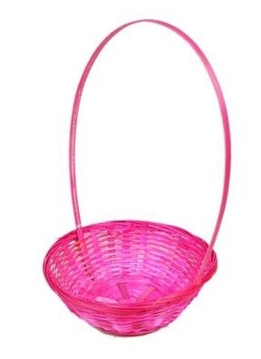 Корзина плетеная бамбук D19x5см розовая