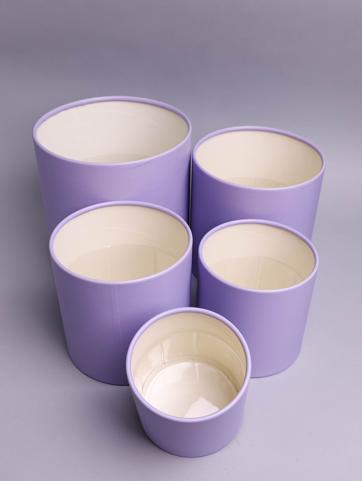 Коробка цилиндр набор из 5шт К d21хh21 - d12хh12см б/крышки фиалка Коробка цилиндр набор из 5шт К d21хh21 - d12хh12см б/крышки фиалка