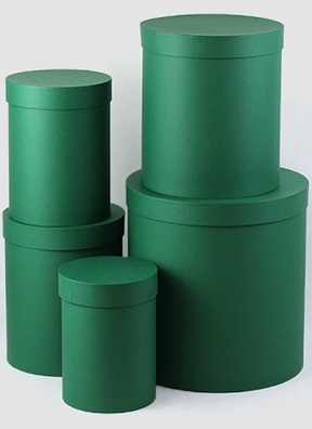 Коробка цилиндр набор из 5шт h30xd30см №83 однотонный зеленый