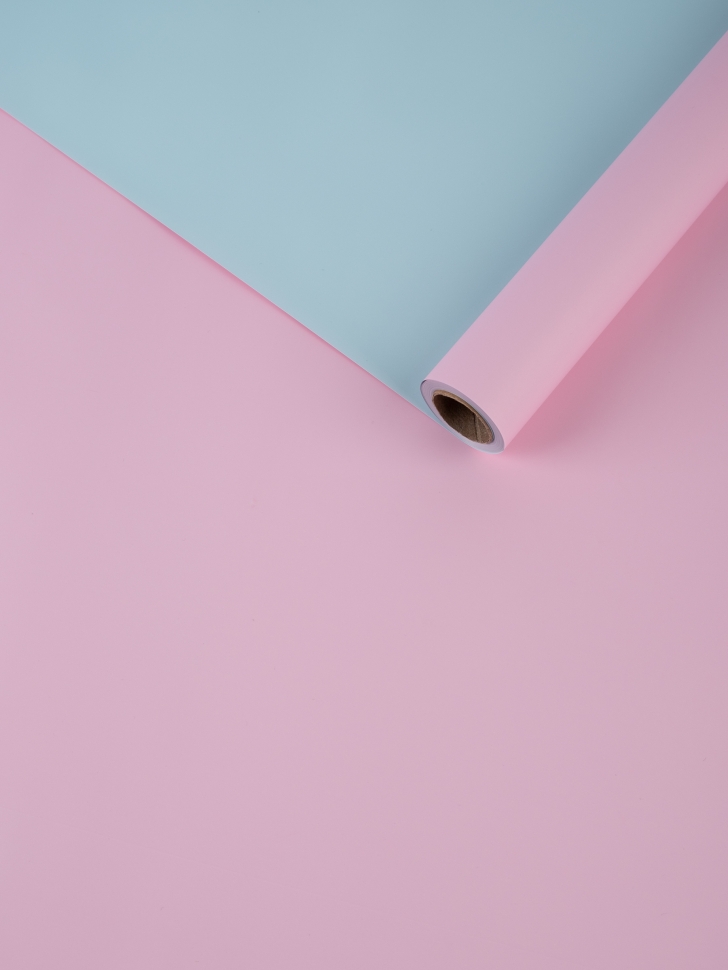 Пленка матовая  60мкм 58см х 10м Двухсторонняя розовый нежный /голубой нежный К