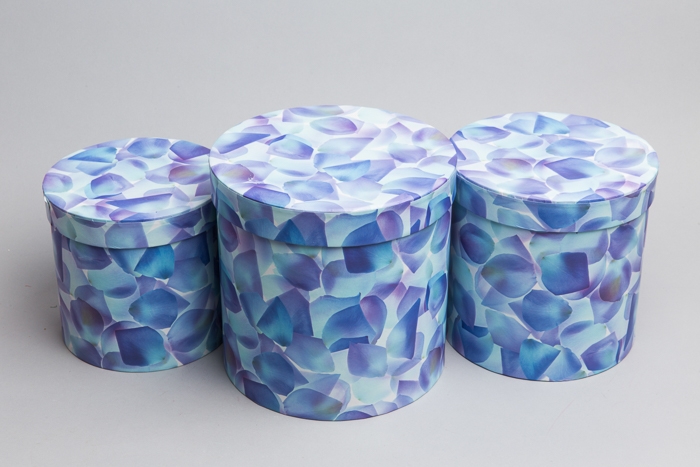 Коробка цилиндр набор из  3шт. 19,5х19см W3390-3 голубой