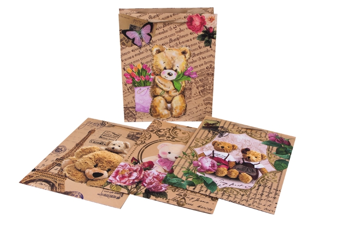 Сумочка подарочная крафт 18 х23х10см Мишки