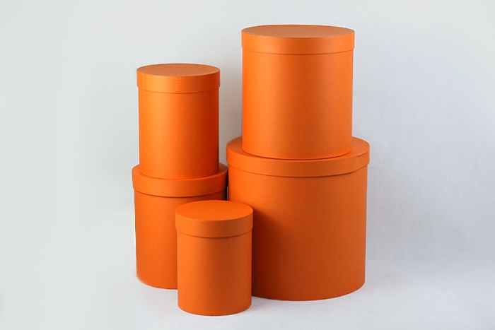 Коробка цилиндр набор из 5шт h30xd30см №83 однотонный оранжевый