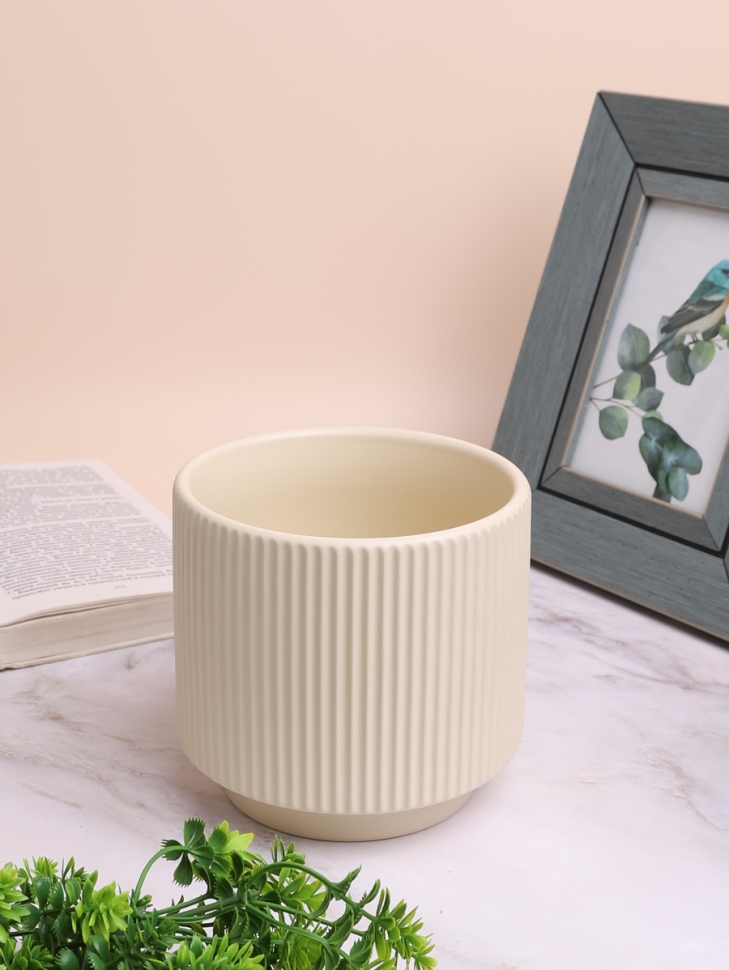 Кашпо керамика 13,1х12,3см кремовый