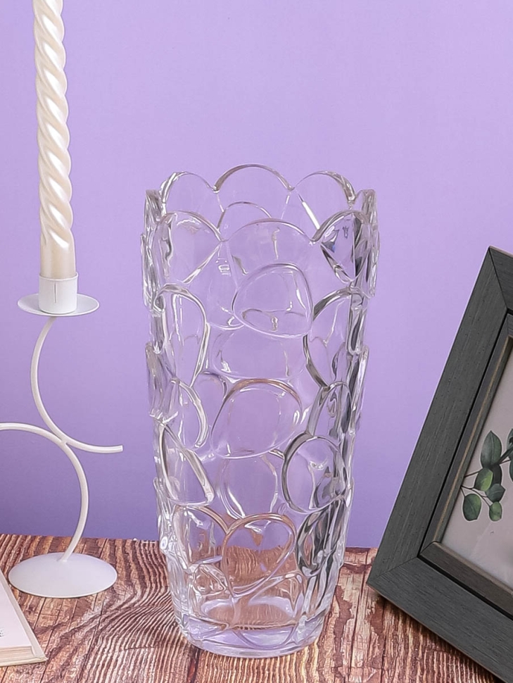 Ваза стекло Коническая H29,5 D14см К рельефная