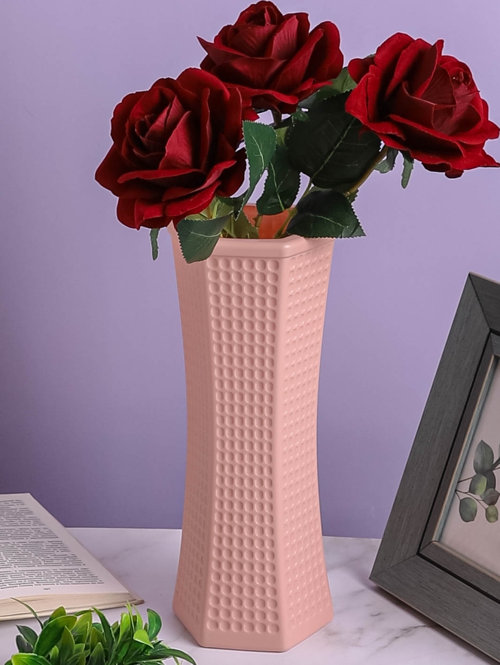 Ваза пластиковая H30 х D11,5х11,8см AS3527 розовый