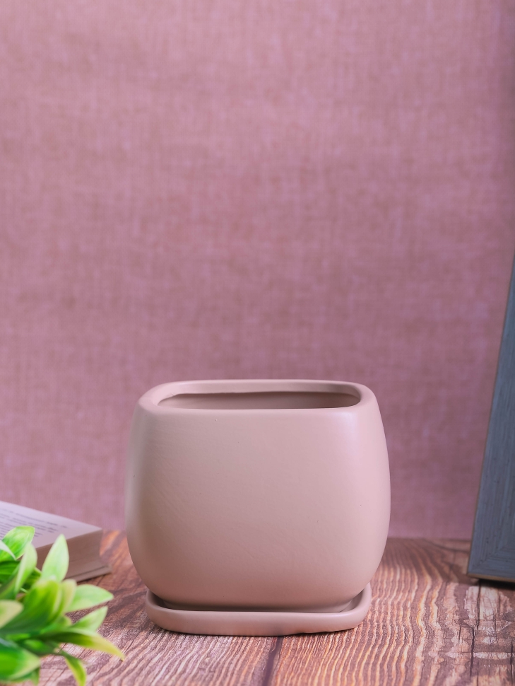 Кашпо керамика 13,6х13,6х12см JW06910000 кремовый