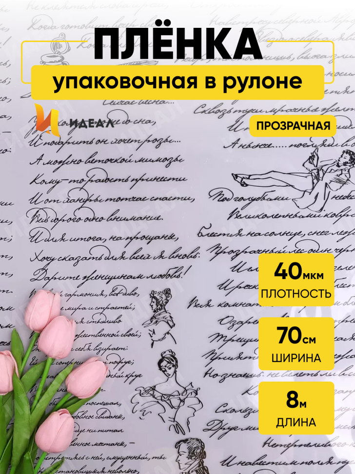 Пленка цветная Пушкинские строки 70см черный
