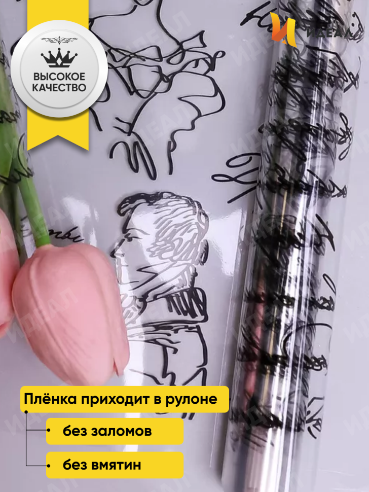 Пленка цветная Пушкинские строки 70см черный