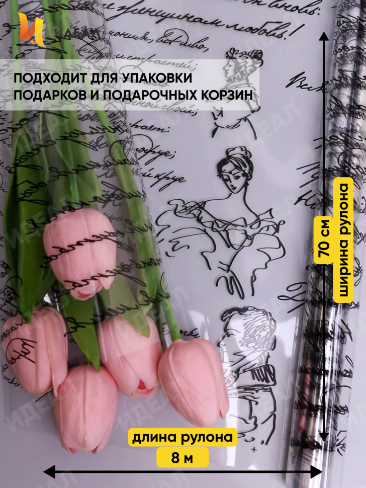 Пленка цветная Пушкинские строки 70см черный