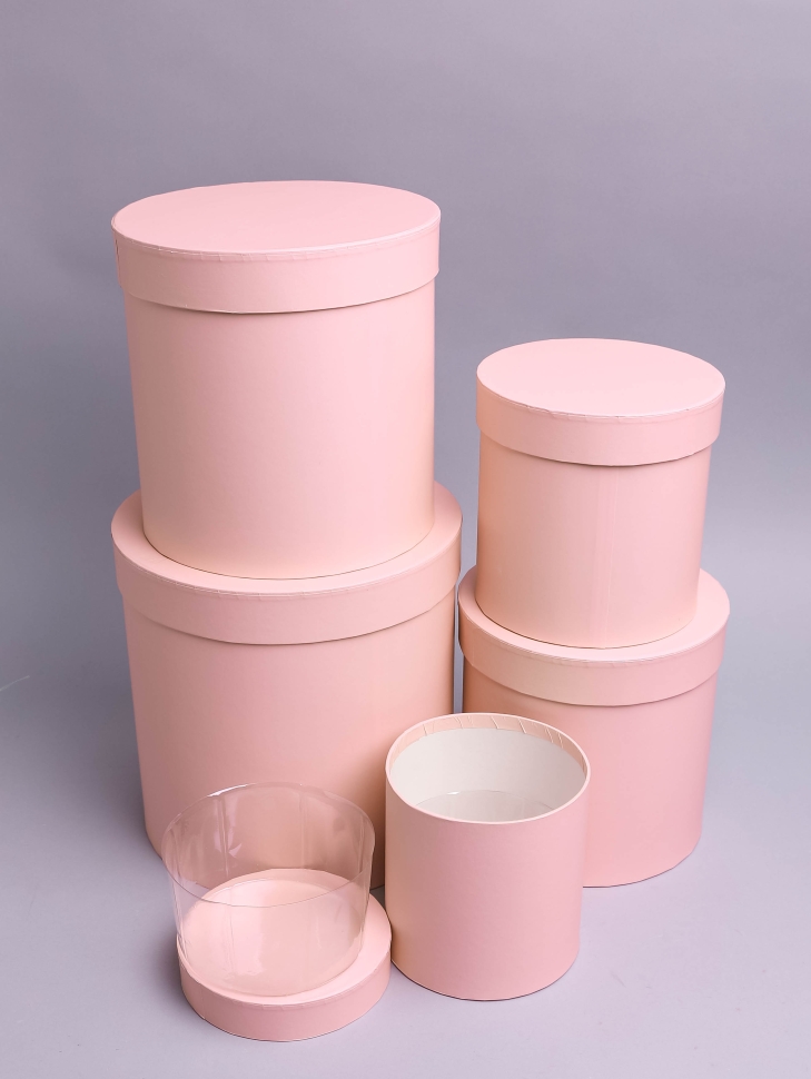 Коробка цилиндр набор из 5шт К d21хh21 - d12хh12см персиковый Коробка цилиндр набор из 5шт К d21хh21 - d12хh12см персиковый