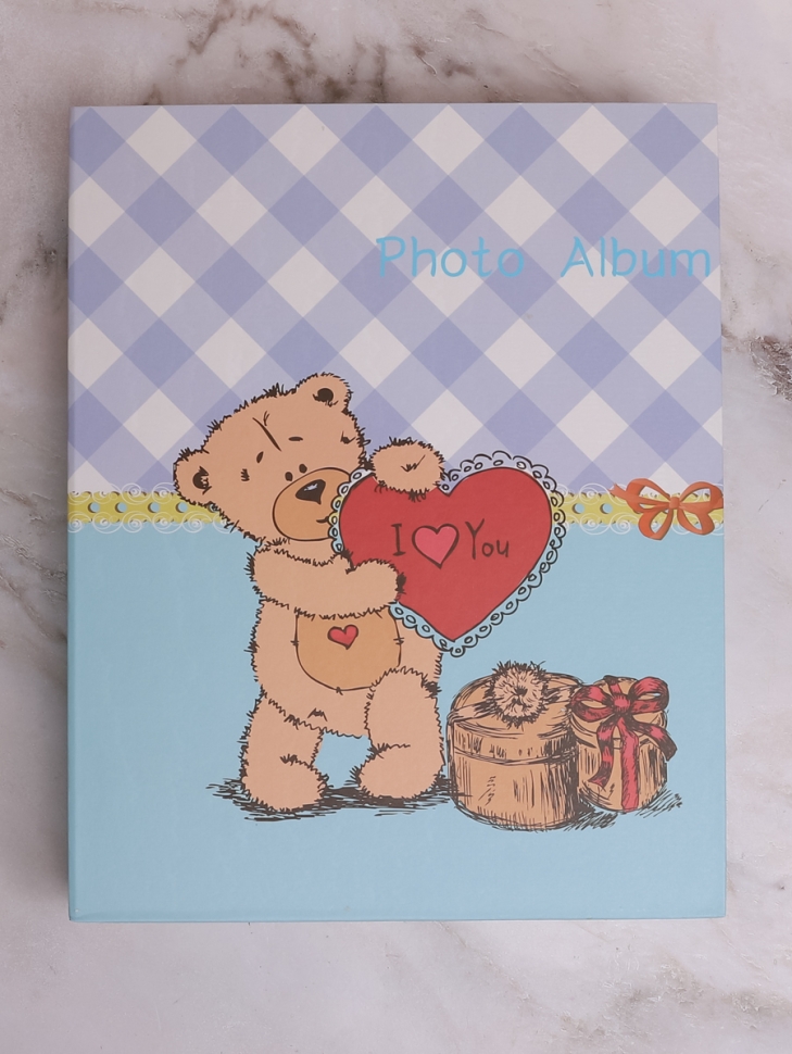 Фотоальбом 13х18см 6804, 100 фото медведь на голубом кат.2