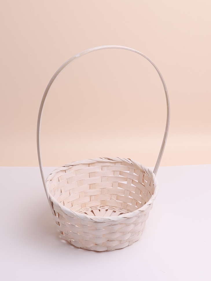 Корзина плетеная бамбук D20x 9/34см белый