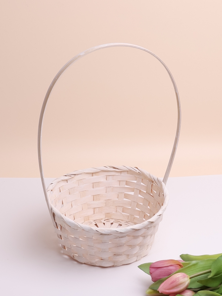 Корзина плетеная бамбук D20x 9/34см белый