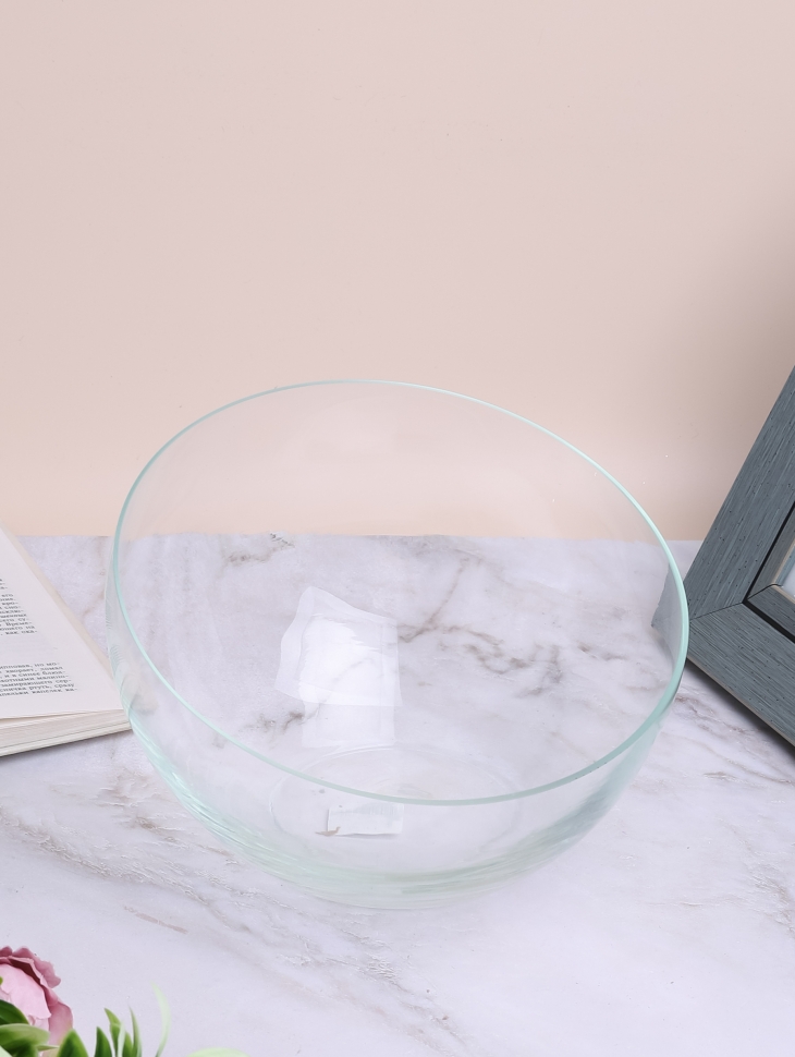 Ваза стекло Шаровая №1671 Анабель с косым резом D22,7x19,2см