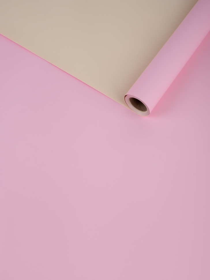 Пленка матовая  60мкм 58см х 10м Двухсторонняя розовый жемчуг/слоновая кость К