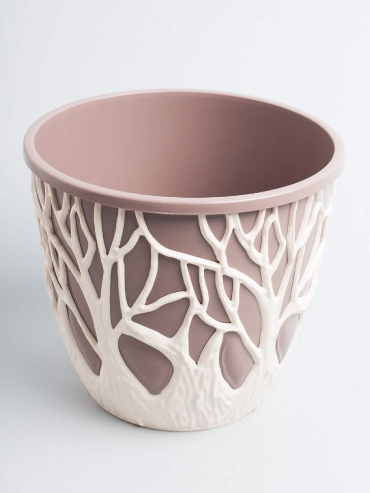 Кашпо из пластика "Форест" 3,5л. h17см,d19.5см пудровый/мокко
