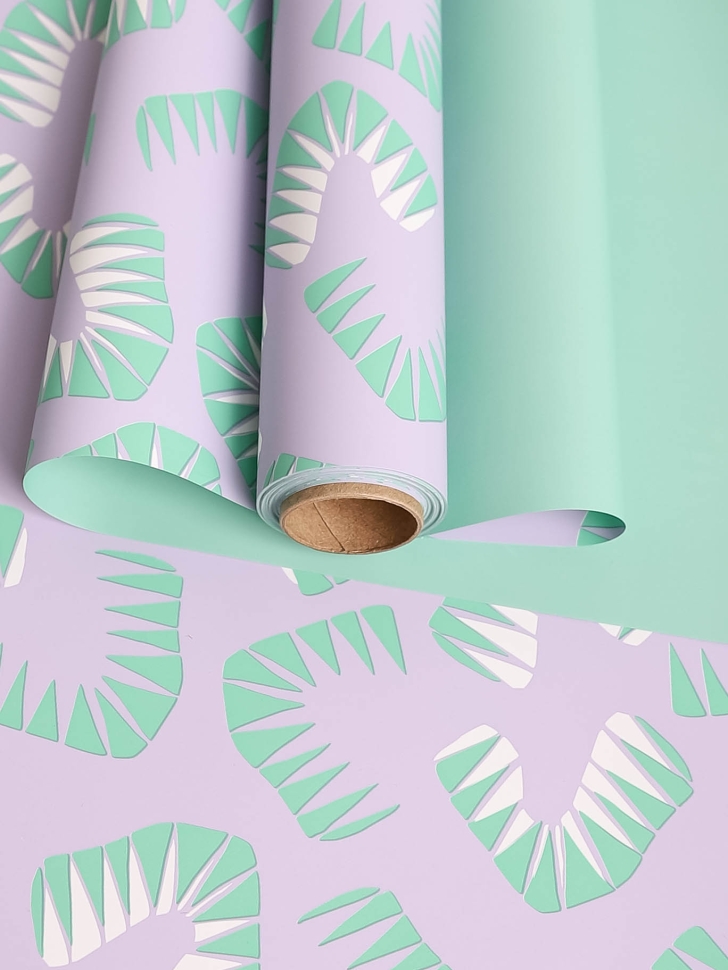 Пленка матовая 65мкм 58см х 10м РЦ Экзотика сиреневый/мятный Пленка матовая 65мкм 58см х 10м РЦ Экзотика сиреневый/мятный