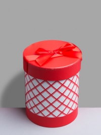 Коробка цилиндр 22,5х16,5см ромбы красный