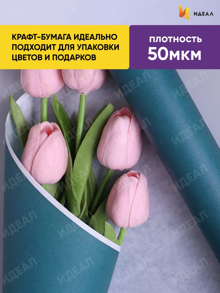 Бумага белая крафт 50г/м2, 70см x 10м, Тонировка, виридиан Бумага белая крафт 50г/м2, 70см x 10м, Тонировка, виридиан
