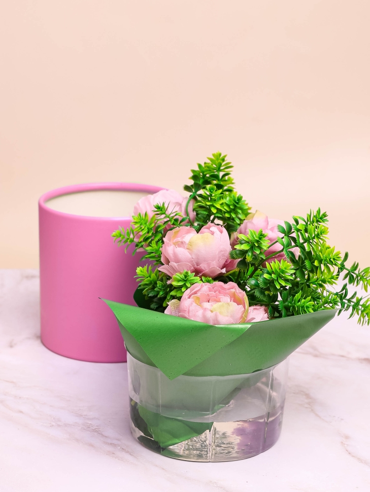 Коробка цилиндр набор из 5шт К d21хh21 - d12хh12см розовый Коробка цилиндр набор из 5шт К d21хh21 - d12хh12см розовый