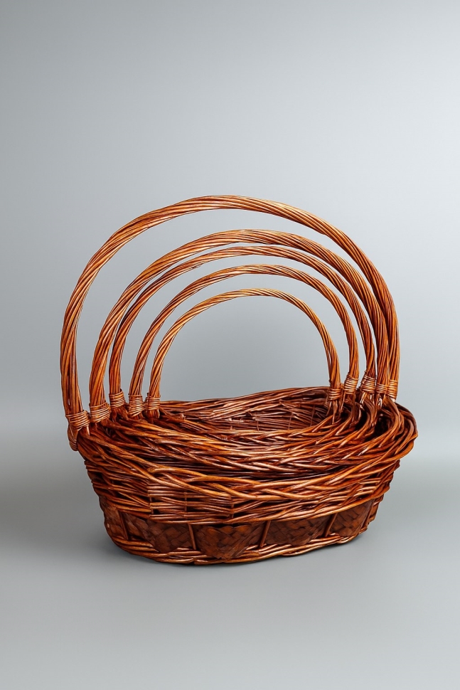 Корзина плетеная (ива) 5шт D63х46хH22/58см коричневый Корзина плетеная (ива) 5шт D63х46хH22/58см коричневый