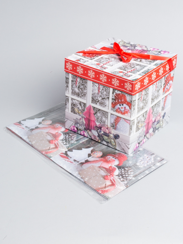 Коробка НГ квадрат 22х22х22 см GYH22627-94 микс Коробка НГ квадрат 22х22х22 см GYH22627-94 микс