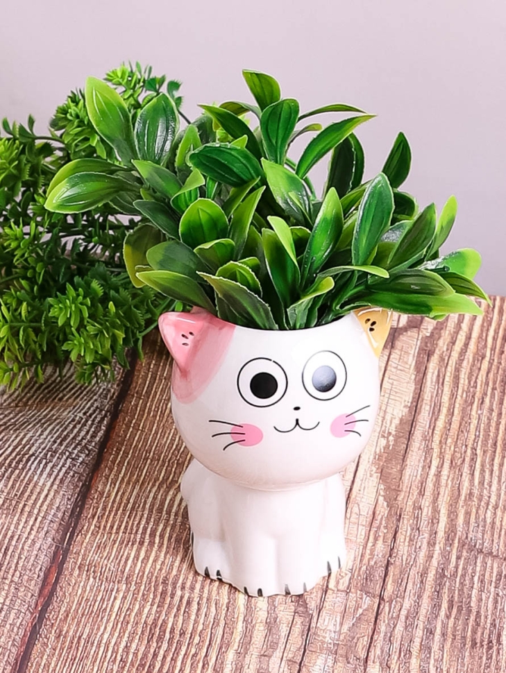 Кашпо керамика 10х8см H030 Кошка 2