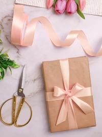 Лента атласная 25мм х 25 ярд  JD сливочный