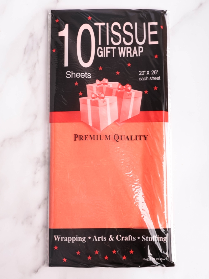 Бумага тишью  50х66см,10 лист. оранжевый