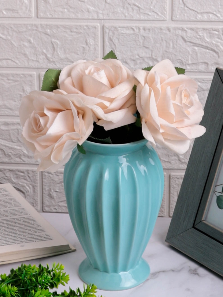 Ваза керамика 21х10,5см W308-2 голубой