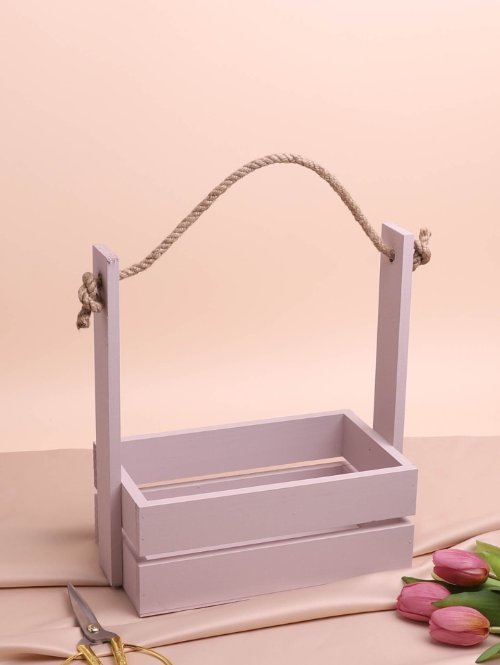 Ящик реечный с веревочной ручкой набор из 3шт h30.5х18.7х35,3см коричневый светлый