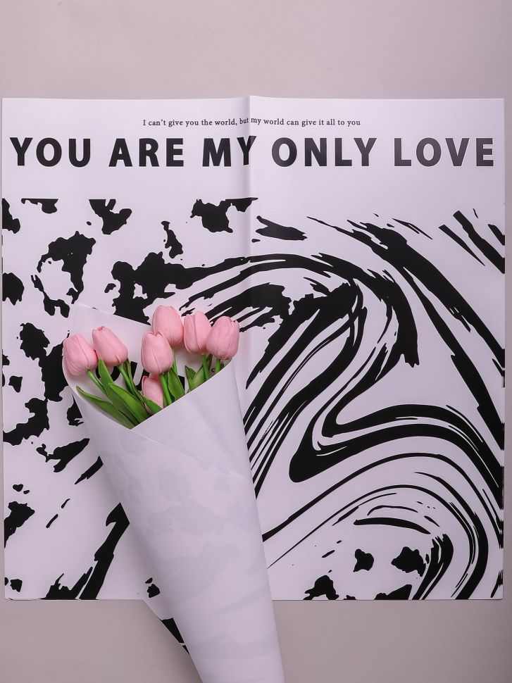 Пленка матовая 58смх58см 10 листов 60мкм РЦ Only love рисунок черный на белом Пленка матовая 58смх58см 10 листов 60мкм РЦ Only love рисунок черный на белом