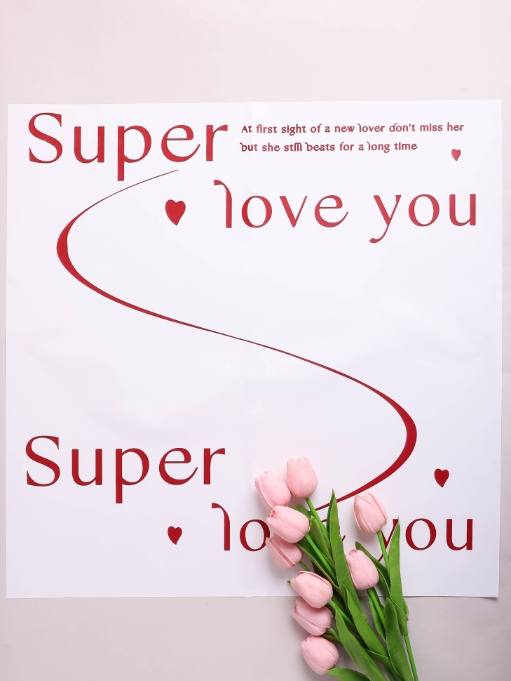 Пленка матовая 58смх58см 10 листов 65мкм РЦ Super love you белый