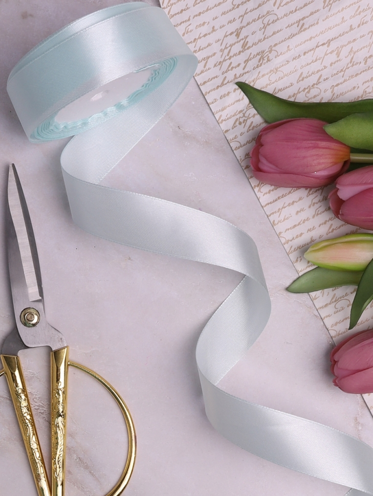 Лента атласная 25мм х 25 ярд JD небесный Лента атласная 25мм х 25 ярд JD небесный