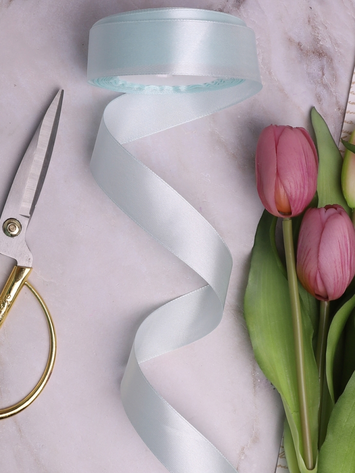 Лента атласная 25мм х 25 ярд JD небесный Лента атласная 25мм х 25 ярд JD небесный