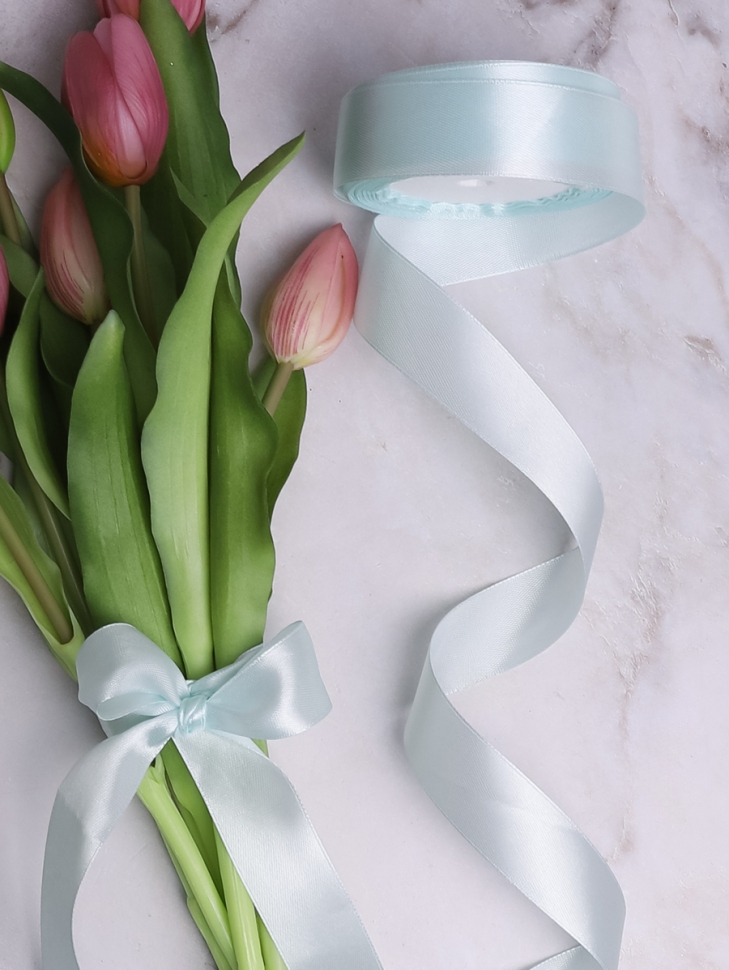 Лента атласная 25мм х 25 ярд JD небесный Лента атласная 25мм х 25 ярд JD небесный