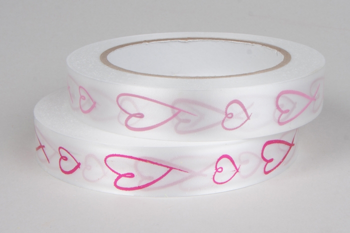 Лента простая 2/50 с сердцами РД белая Лента простая 2/50 с сердцами РД белая