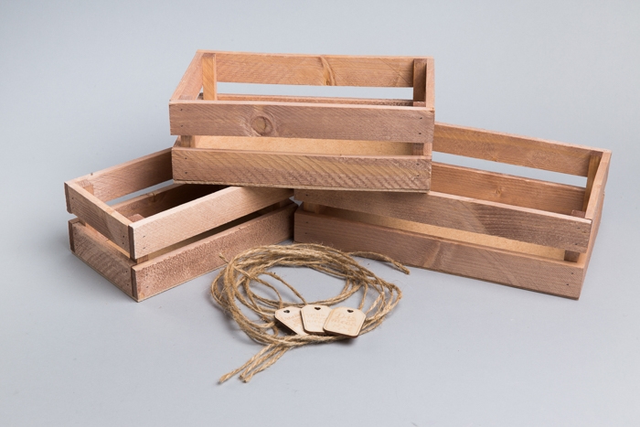 Ящик деревянный набор из 3шт реечный 30,5х18,5х9см состаренный дуб