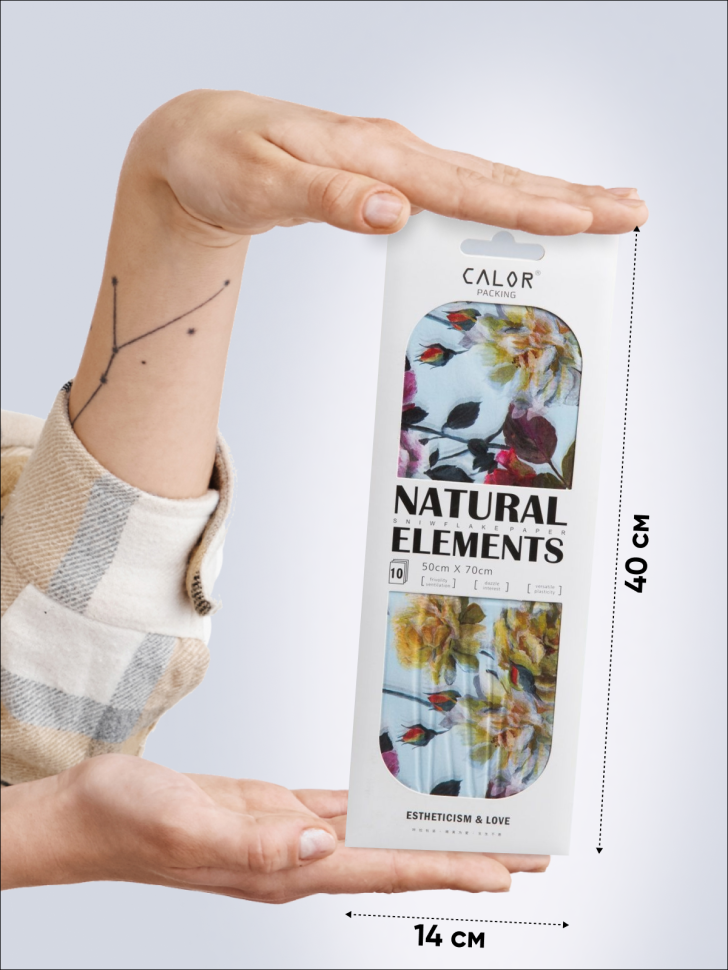 Бумага тишью  50х70см, 10 лист. цветы 01