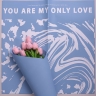 Пленка матовая 58смх58см 10 листов 60мкм РЦ Only love рисунок белый на голубом Пленка матовая 58смх58см 10 листов 60мкм РЦ Only love рисунок белый на голубом