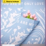 Пленка матовая 58смх58см 10 листов 60мкм РЦ Only love рисунок белый на голубом Пленка матовая 58смх58см 10 листов 60мкм РЦ Only love рисунок белый на голубом