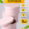 Коробка шляпная набор из  3шт. 22х22х11,8см горох на пудровом