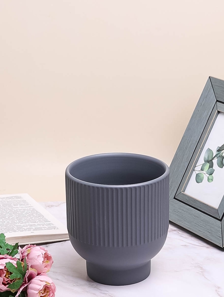 Кашпо керамика 14х14х15,5см JW7290000.14 серый Кашпо керамика 14х14х15,5см JW7290000.14 серый