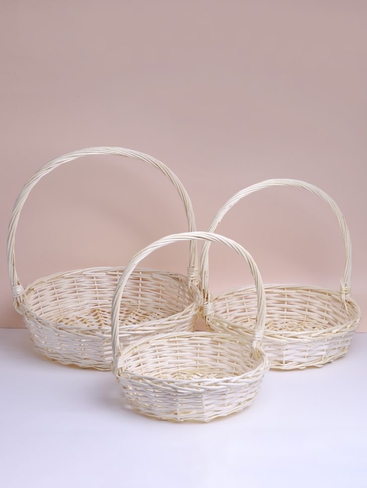 Корзина плетеная (ива) 3шт D43х42хH11/40см натуральный